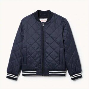Kids Navy Quilted Bomber Jacket